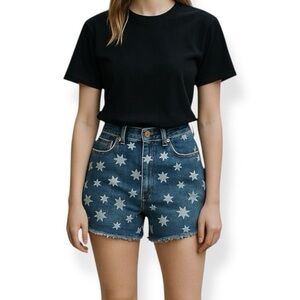 Wrangler Star Patterned Denim Shorts